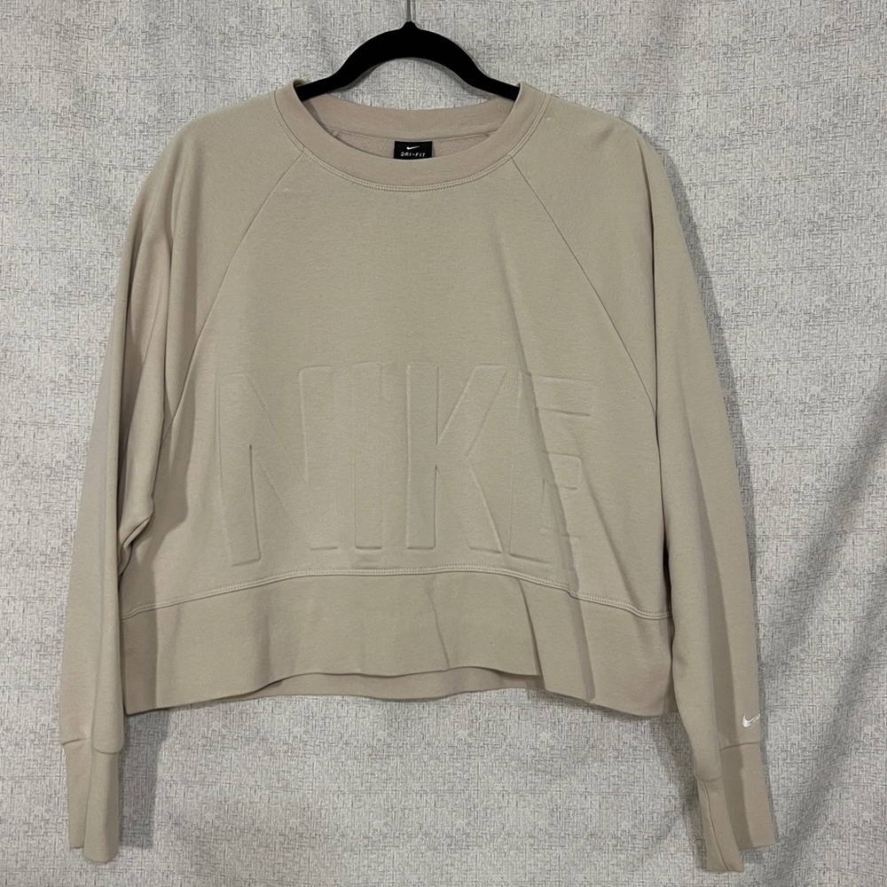 Nike Dri-Fit Cropped Cream Sweatshirt (Med)